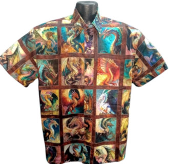 Mythical Dragon Hawaiian Shirt- Made in USA- Cotton